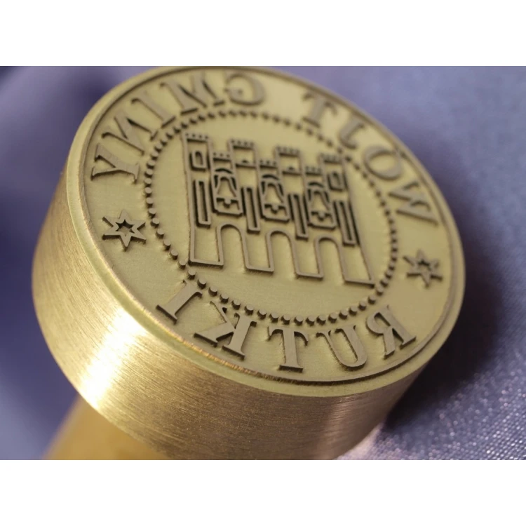Stempel z mosiądzu 38mm głębokość graweru około 0,7mm