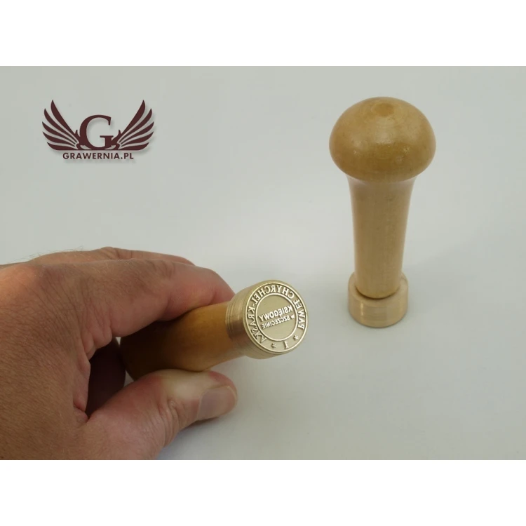 Stempel z mosiądzu do odbijania tuszem - średnica 22mm, głębokość graweru około 0,4mm