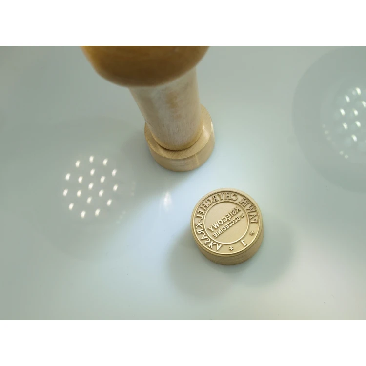 Stempel z mosiądzu do odbijania tuszem - średnica 22mm, głębokość graweru około 0,4mm
