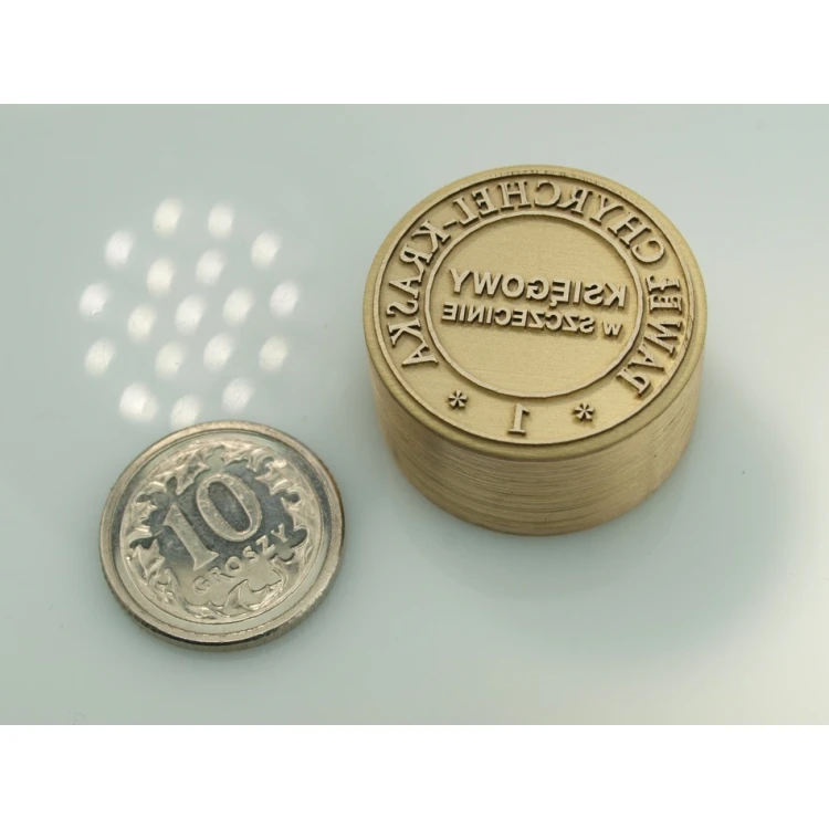 Stempel z mosiądzu do odbijania tuszem - średnica 22mm, głębokość graweru około 0,4mm