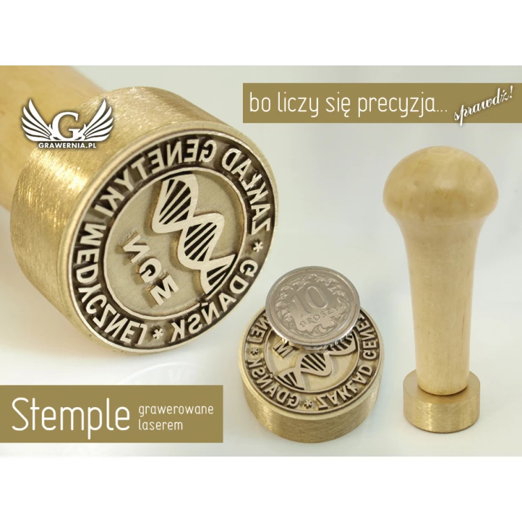 Stempel z mosiądzu - średnica 25mm głębokość graweru około 0,8mm