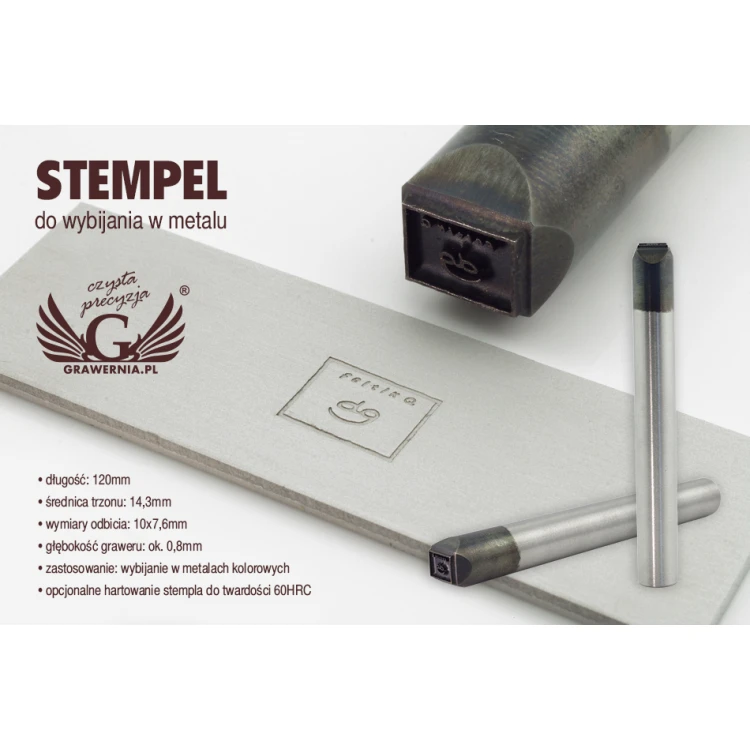 Stempel ze stali  do wybijania w metalu - wym odbicia 10x7.6mm - LASER