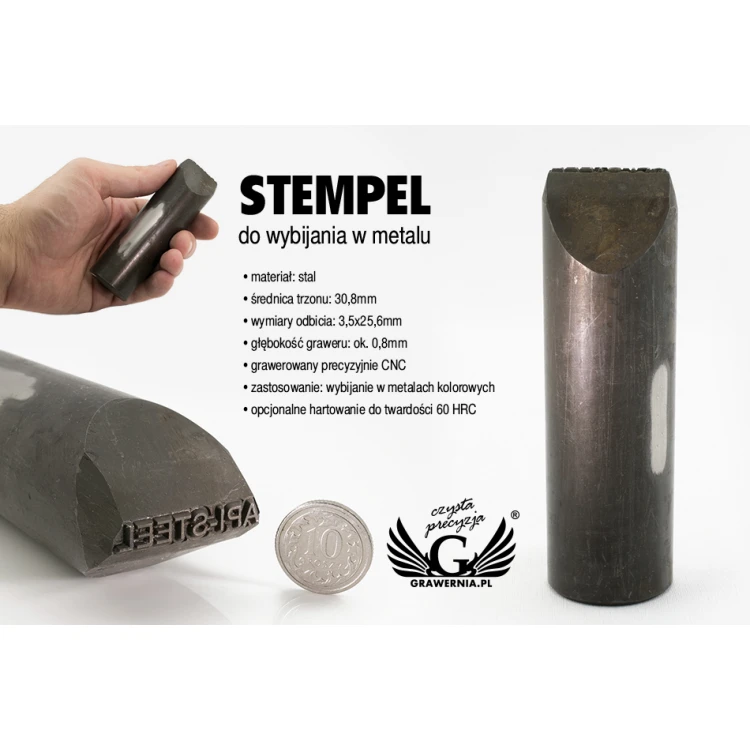 Stempel ze stali do wybijania w metalu - wymiary odbicia 3,5x25,6mm - CNC066