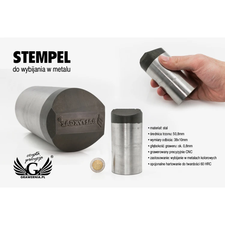 Stempel ze stali do wybijania w metalu - wymiary odbicia 38x10mm - CNC069
