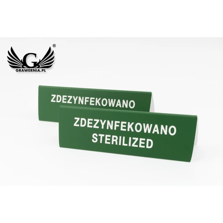 Stojaczek informacyjny zdezynfekowano - do mycia w zmywarce temp. max 80°C - ST009