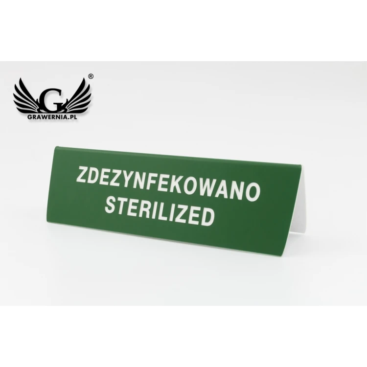 Stojaczek informacyjny zdezynfekowano - do mycia w zmywarce temp. max 80°C - ST009