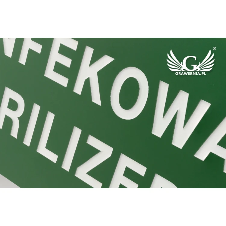 Stojaczek informacyjny zdezynfekowano - do mycia w zmywarce temp. max 80°C - ST009
