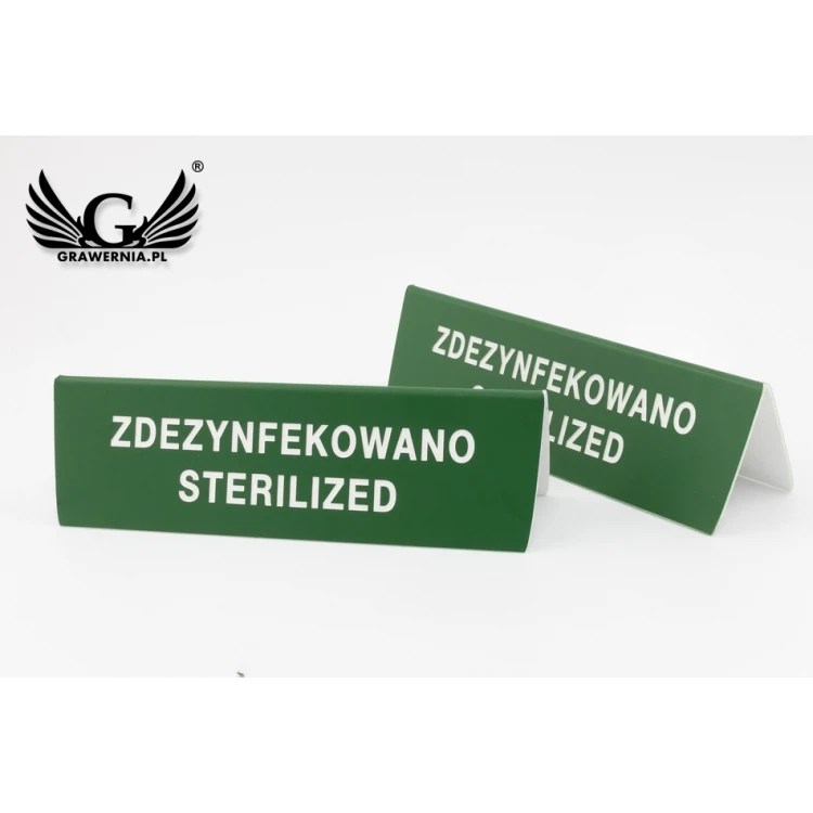 Stojaczek informacyjny zdezynfekowano - do mycia w zmywarce temp. max 80°C - ST009