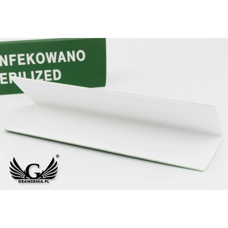 Stojaczek informacyjny zdezynfekowano - do mycia w zmywarce temp. max 80°C - ST009