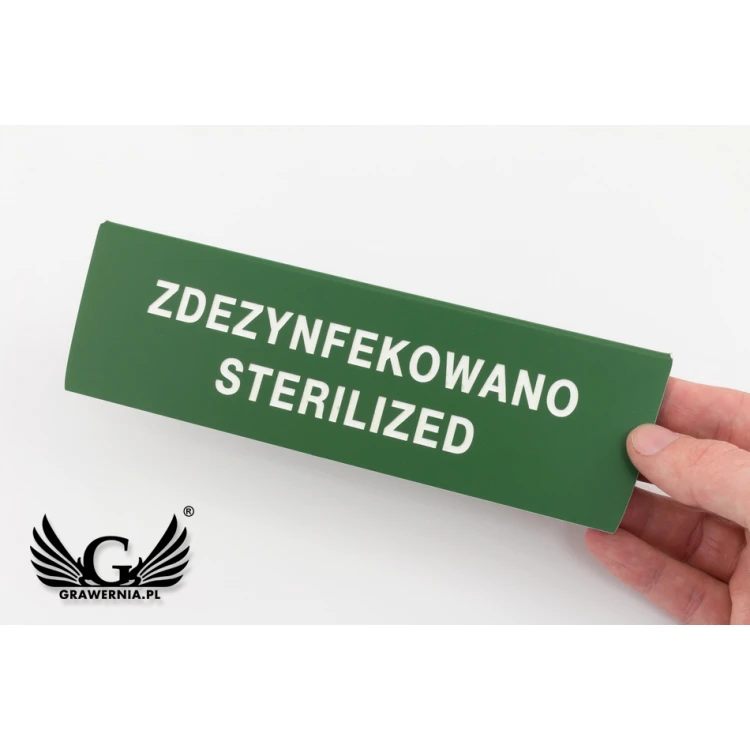 Stojaczek informacyjny zdezynfekowano - do mycia w zmywarce temp. max 80°C - ST009