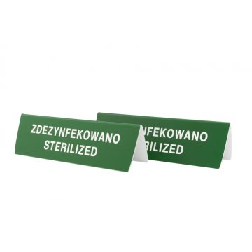 Stojaczek informacyjny zdezynfekowano - do mycia w zmywarce temp. max 80°C - ST009
