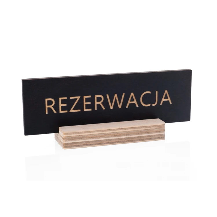 Stojak rezerwacja - sklejka wenge na drewnianym postumencie - ST041