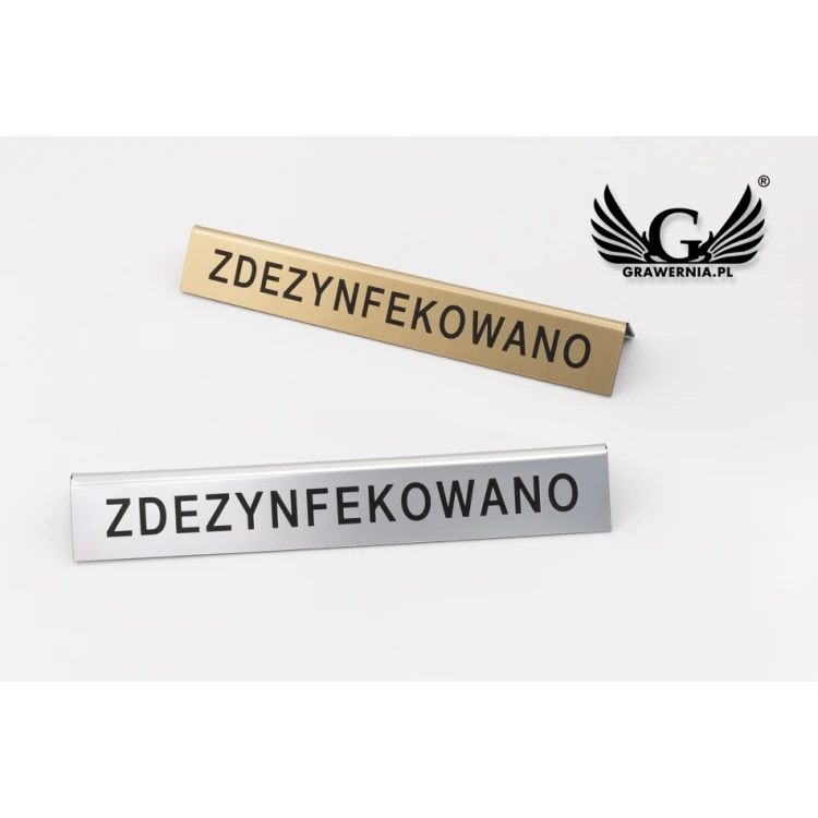 Stojaczek slim z dowolnym tekstem - laminat grawerski metalizowany i szczotkowany - ST008