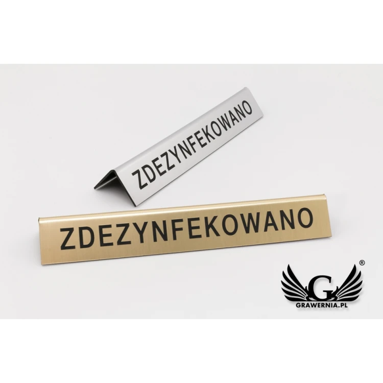 Stojaczek slim z dowolnym tekstem - laminat grawerski metalizowany i szczotkowany - ST008