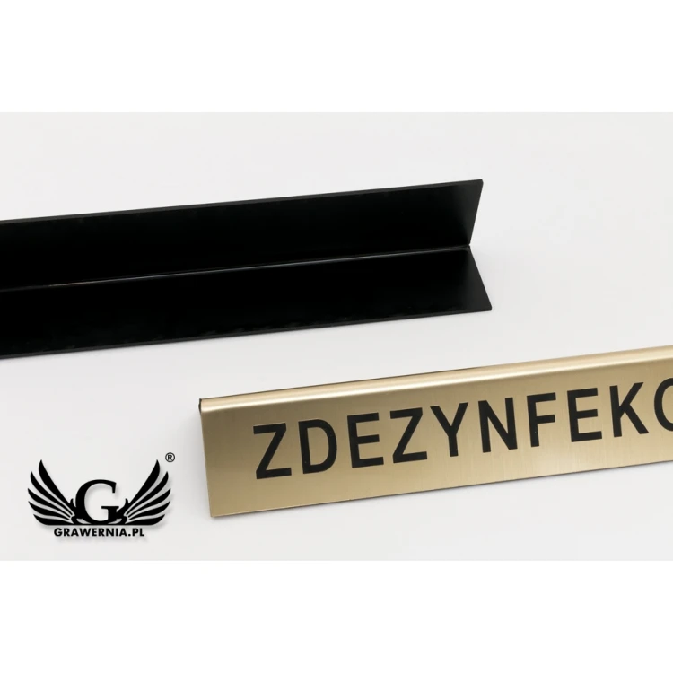 Stojaczek slim z dowolnym tekstem - laminat grawerski metalizowany i szczotkowany - ST008