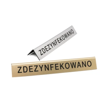 Stojaczek slim z dowolnym tekstem - laminat grawerski metalizowany i szczotkowany - ST008