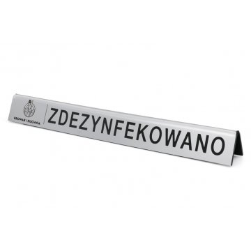 Stojaczek slim zdezynfekowano z dowolnym logotypem - laminat grawerski metalizowany i szczotkowany - ST014