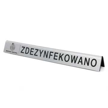 Stojaczek slim zdezynfekowano z dowolnym logotypem - laminat grawerski metalizowany i szczotkowany - ST014