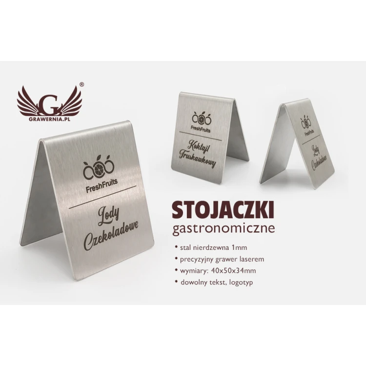 Stojaczki stalowe gastronomiczne z dowolnym grawerem - ST001