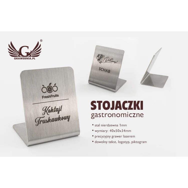 Stojaczki stalowe gastronomiczne z dowolnym grawerem - ST002