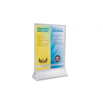 Stojak, ekspozytor plastikowy na kartkę o wym. 150x200mm - model PR016