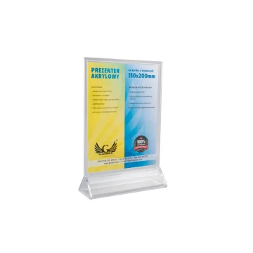 Stojak, ekspozytor plastikowy na kartkę o wym. 150x200mm - model PR016