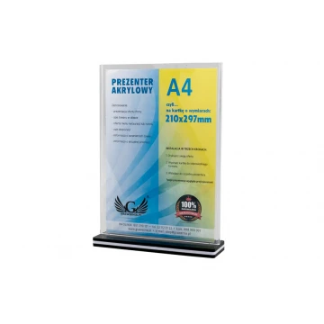 Stojak, ekspozytor plastikowy na kartkę o wym. 210x297mm (A4) - model PR019