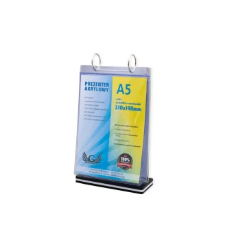 Stojak, ekspozytor z obrotowymi koszulkami - wym. 148x210mm (A5) - model PR022