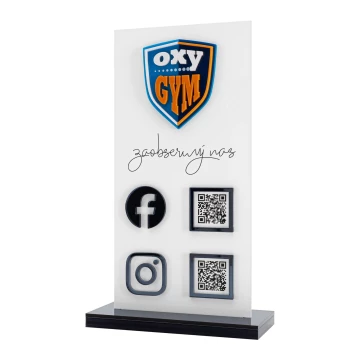 Tabliczka Statuetka z kodami QR i wypukłym logo - wym. 140x240mm - ST067