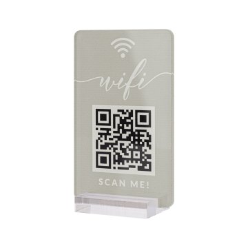 Stojak informacyjny z kodem QR - akryl transparentny z nadrukiem UV - wym. 55x95mm - ST077