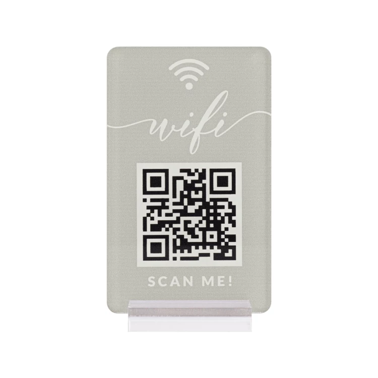 Stojak informacyjny z kodem QR - akryl transparentny z nadrukiem UV - wym. 55x95mm - ST077