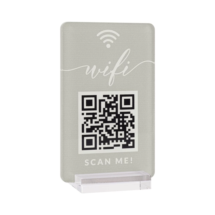 Stojak informacyjny z kodem QR - akryl transparentny z nadrukiem UV - wym. 55x95mm - ST077