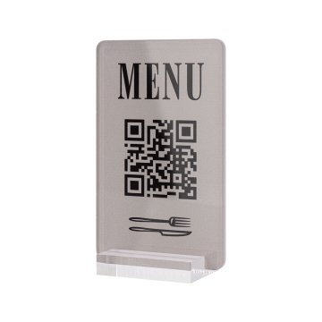 Stojak Menu z kodem QR - akryl transparentny z nadrukiem UV - wym. 55x95mm - ST063