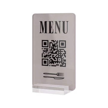 Stojak Menu z kodem QR - akryl transparentny z nadrukiem UV - wym. 55x95mm - ST063