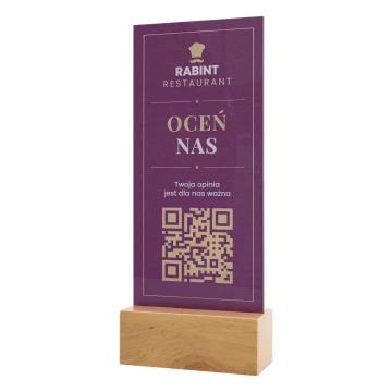 Stojak z kodem QR - transparentny akryl z nadrukiem UV - wys. 25 cm - ST064