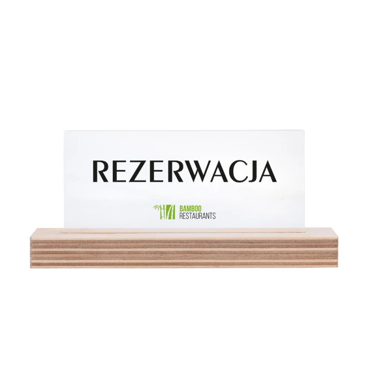 Stojak rezerwacja - akryl na drewnianym postumencie - ST044