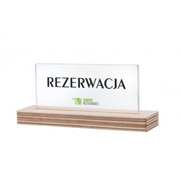 Stojak rezerwacja - akryl na drewnianym postumencie - ST044