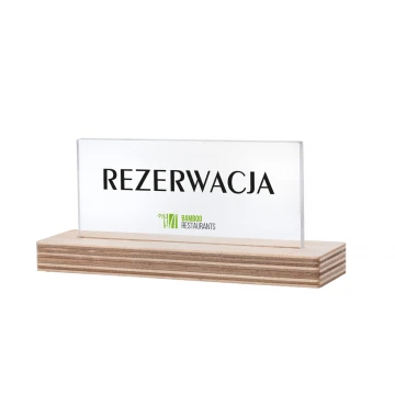 Stojak rezerwacja - akryl na drewnianym postumencie - ST044