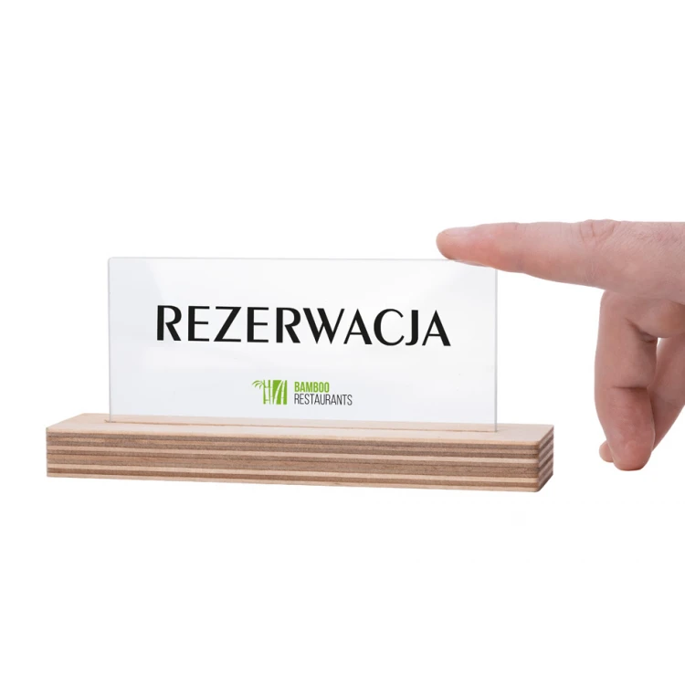 Stojak rezerwacja - akryl na drewnianym postumencie - ST044