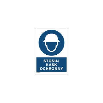 Stosuj kask ochronny - wym. 297x210mm (A4) - PVC - kolorowy druk UV - BHP078