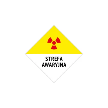 Strefa awaryjna - tabliczka ostrzegawcza wym. 230x230mm - PVC - kolorowy druk UV - BHP134