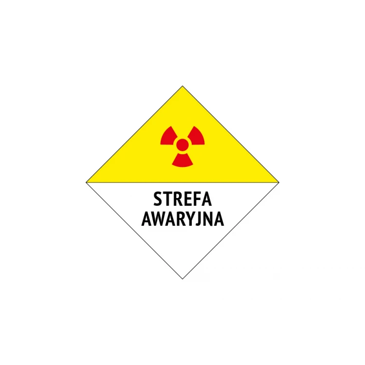 Strefa awaryjna - tabliczka ostrzegawcza wym. 230x230mm - PVC - kolorowy druk UV - BHP134
