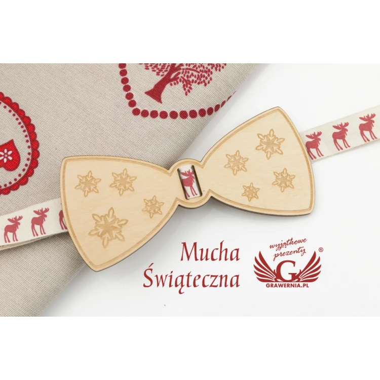 Świąteczna mucha grawerowana laserem - gwiazdki - MDR035