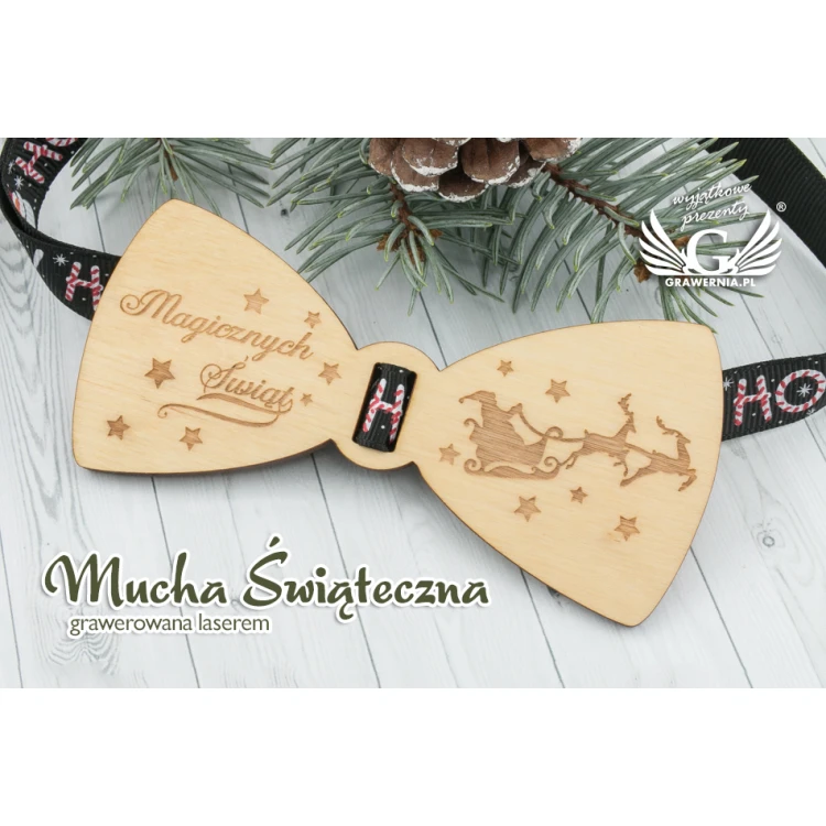 Świąteczna mucha grawerowana laserem - magicznych świąt - MDR040