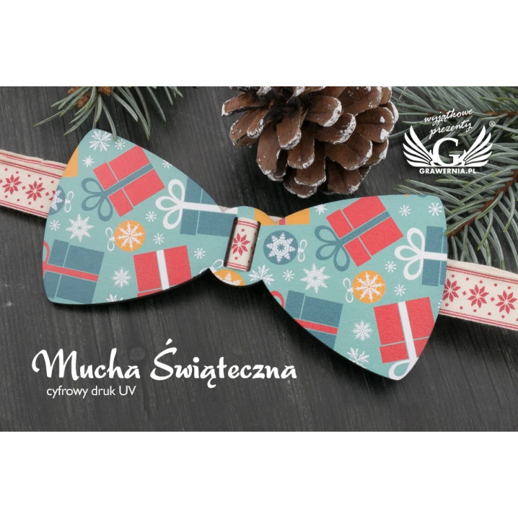 Świąteczna mucha z nadrukiem UV - prezenty - MDR034