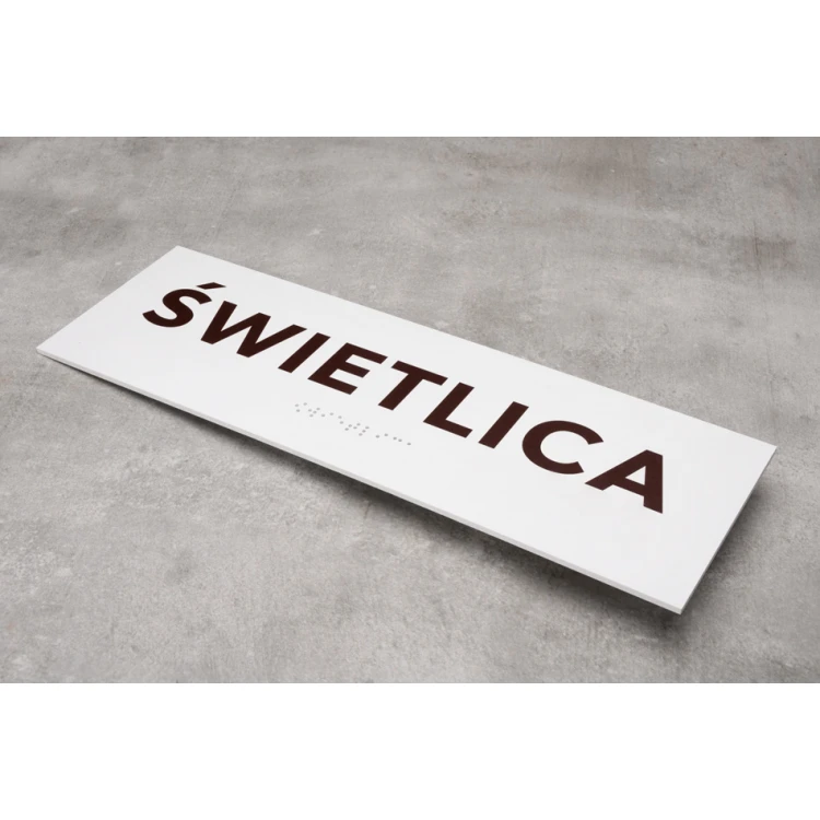 Świetlica - tabliczka na drzwi lub ścianę z pismem Braille'a - wym. 310x100mm - PVC - druk UV - TAB286