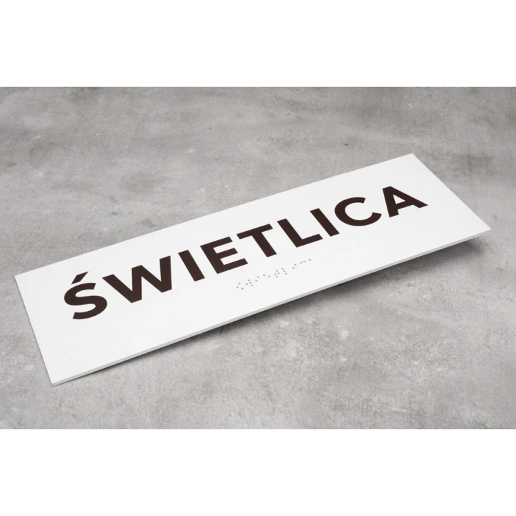 Świetlica - tabliczka na drzwi lub ścianę z pismem Braille'a - wym. 310x100mm - PVC - druk UV - TAB286