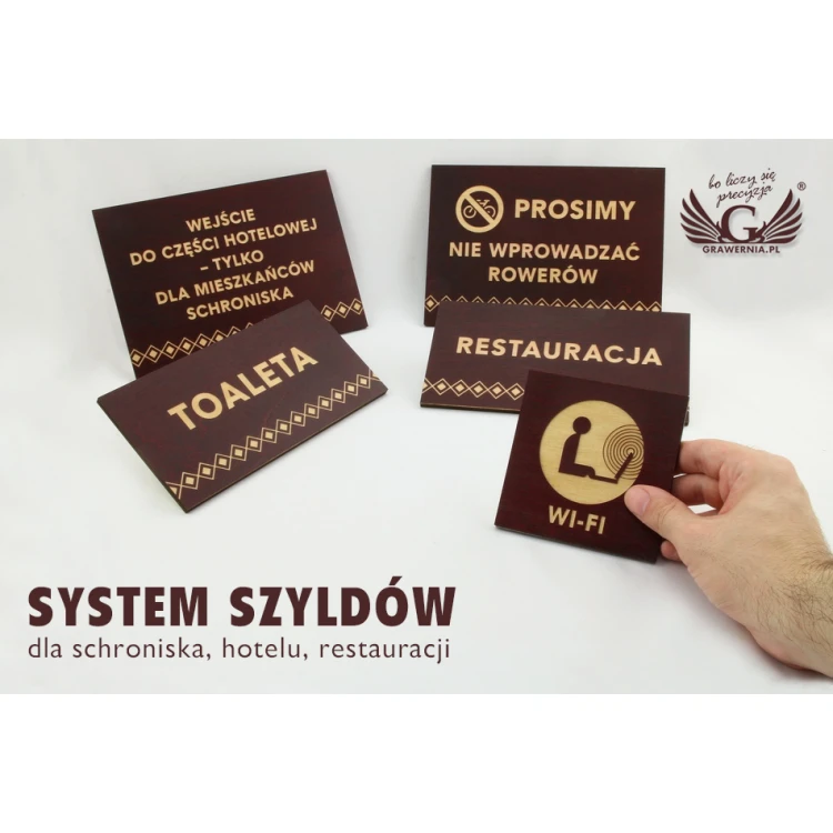 System szyldów - opracowanie graficzne szyldów i tabliczek dla schroniska, hotelu, restauracji - SZ178