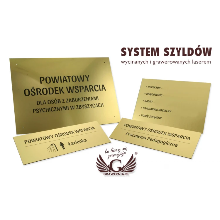 System szyldów - opracowanie graficzne szyldów i tabliczek dla szpitala, ośrodka pomocy, urzędu - SZ179
