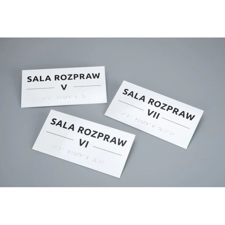 System tabliczek z pismem Braille'a dla sądów - wym. 200x100mm - PCW twarde - TAB521
